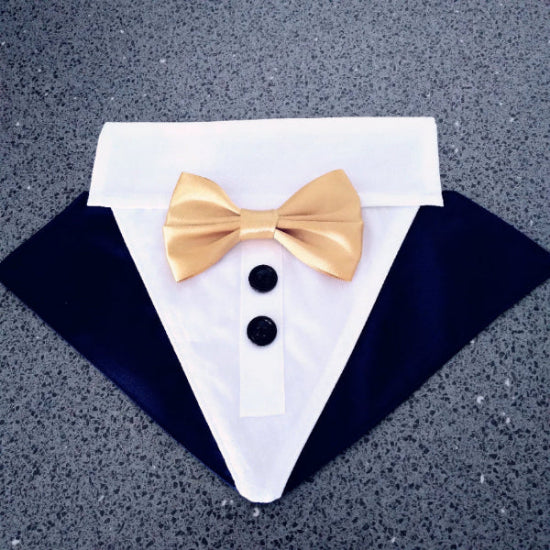 Personalised Dog Tuxedo Bandana, Wedding Dog Outfit, Custom Colours