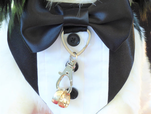 Ring Bearer Dog Tuxedo Bandana: Heart Ring Clip, Sizes XS to XL