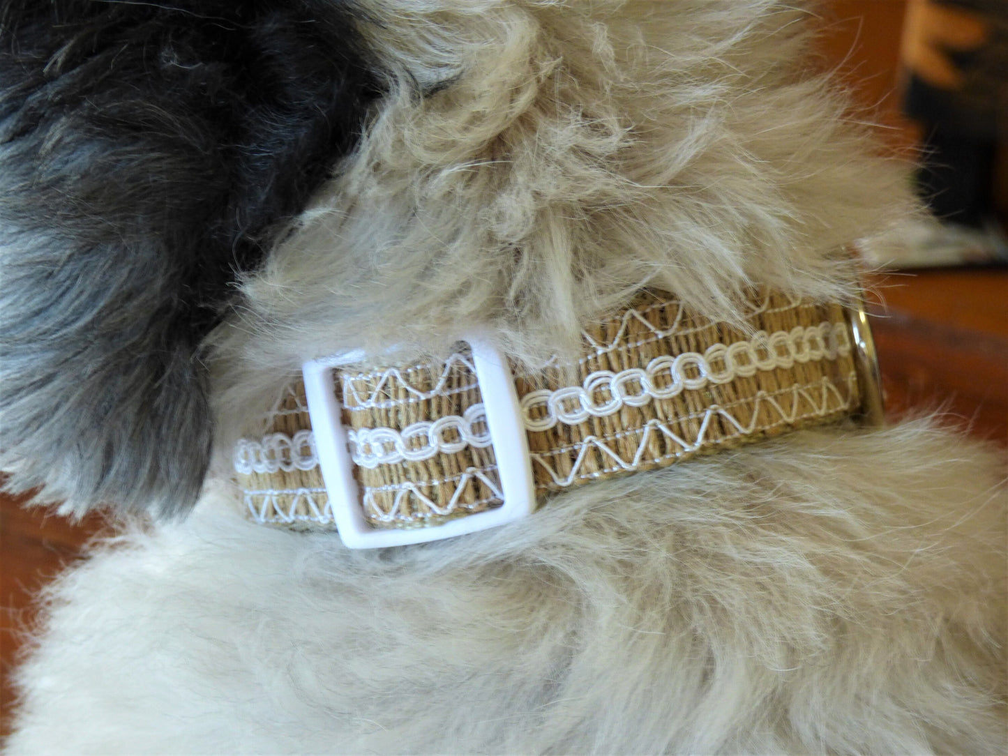 White Trim Wedding Dog Collar with Leash