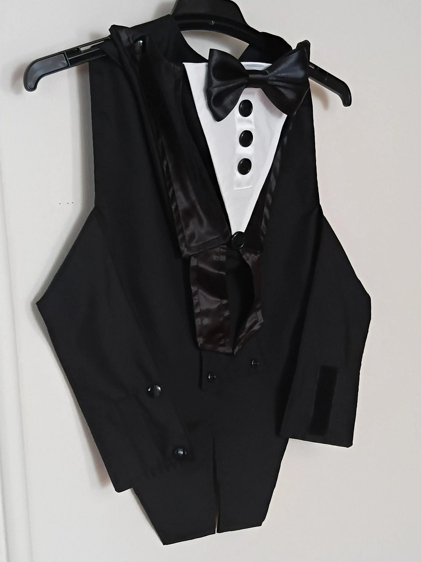 Luxury Wedding Dog Tuxedo Suit Harness, Custom Fit with Black Satin Lapels