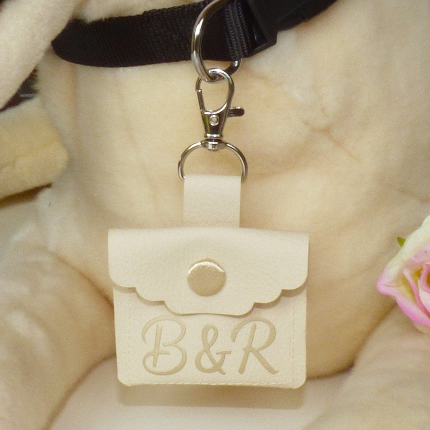 Personalized Dog Wedding Ring Holder: Faux Leather Pouch, Collar Clip