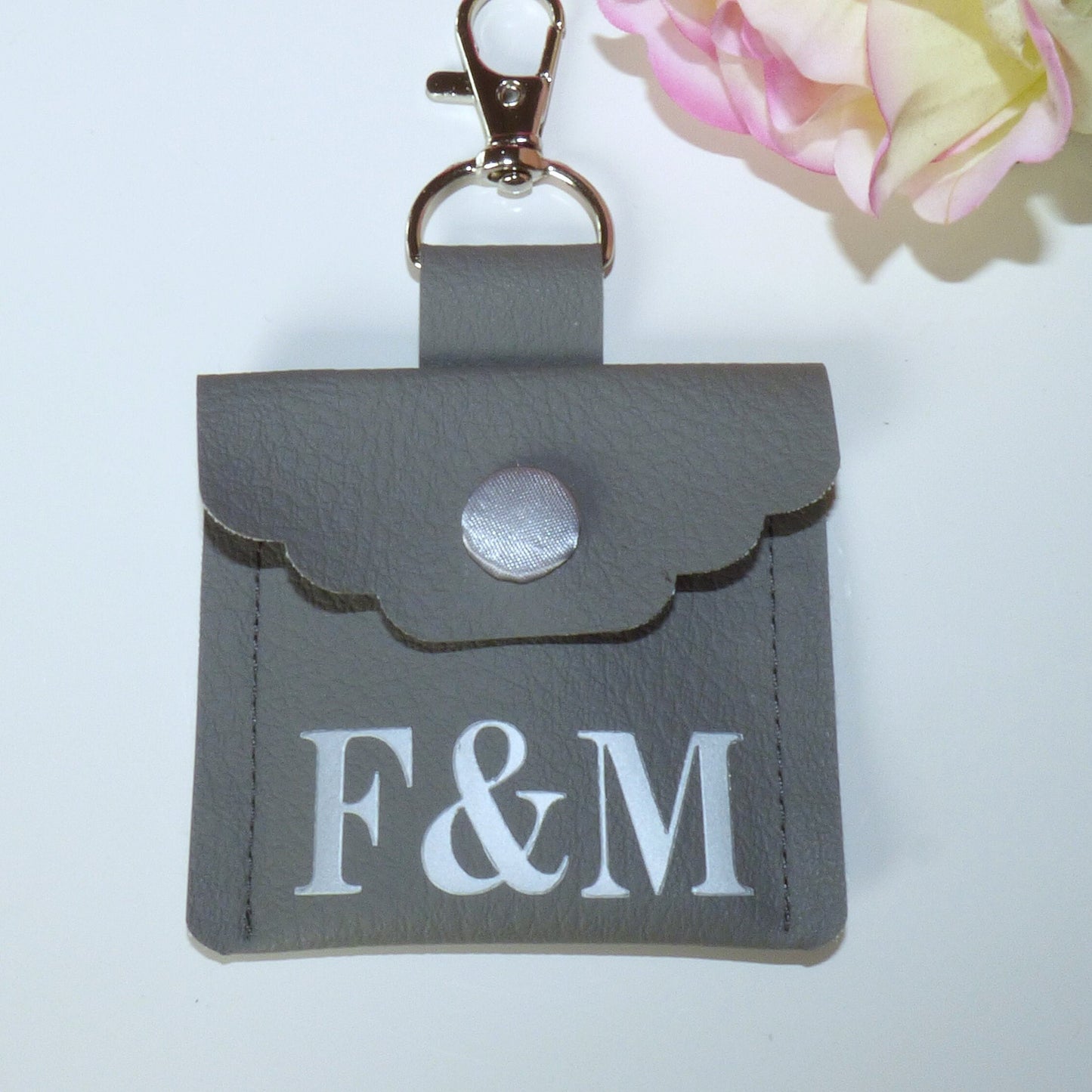 Personalized Dog Wedding Ring Bearer Pouch, Faux Leather, Choose, Clips to Collar in Silver or Gold