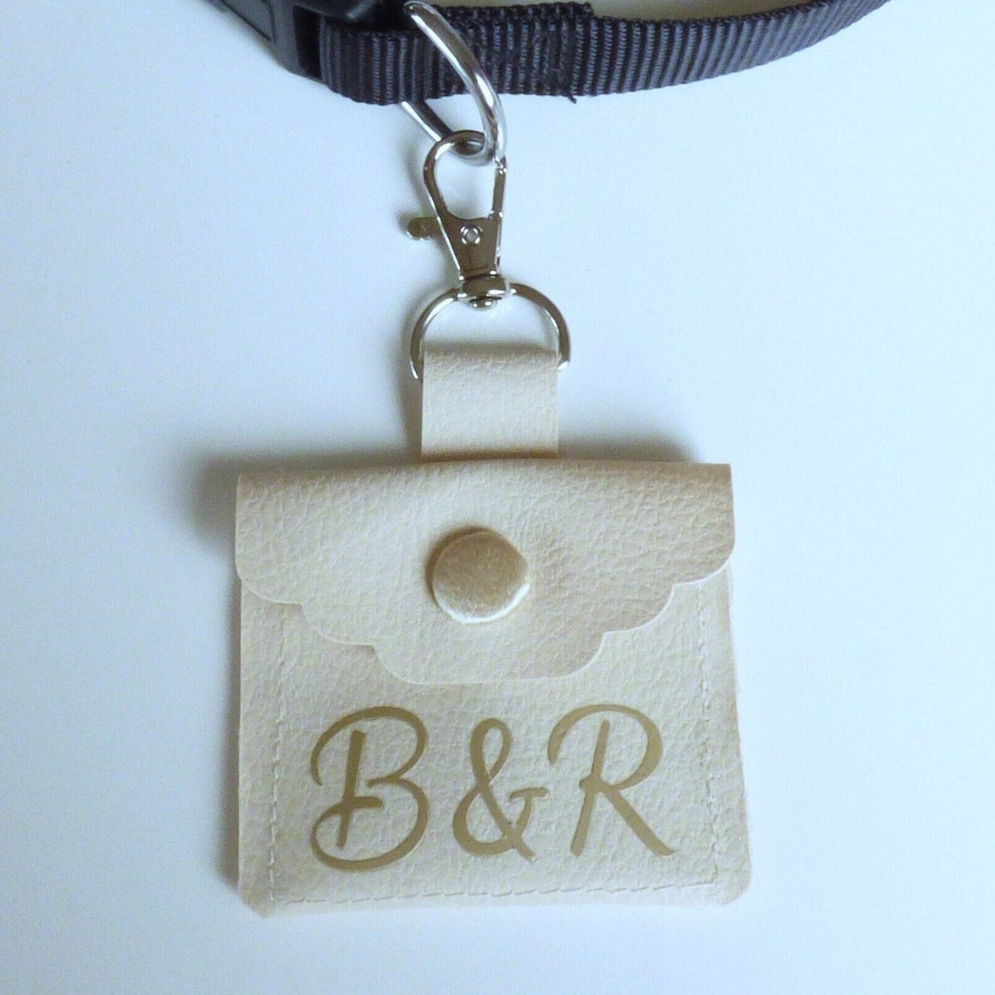 Personalized Dog Wedding Ring Holder: Faux Leather Pouch, Collar Clip