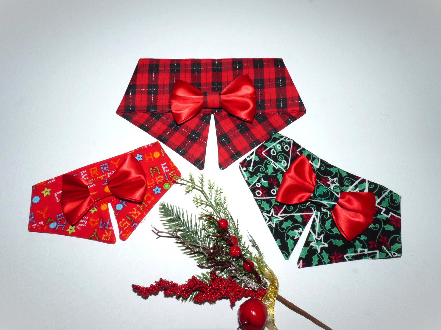 Christmas Dog, Bow Tie Collar Bandanas, All Sizes