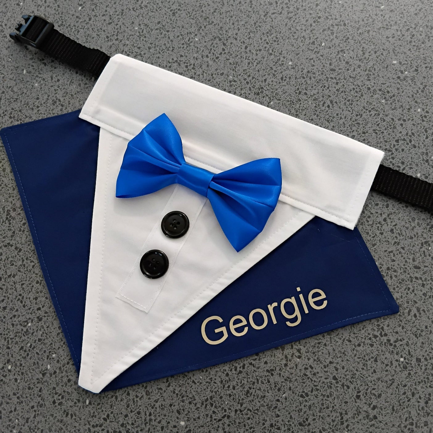 Formal Tuxedo for Dogs at Weddings with Satin Bow Tie