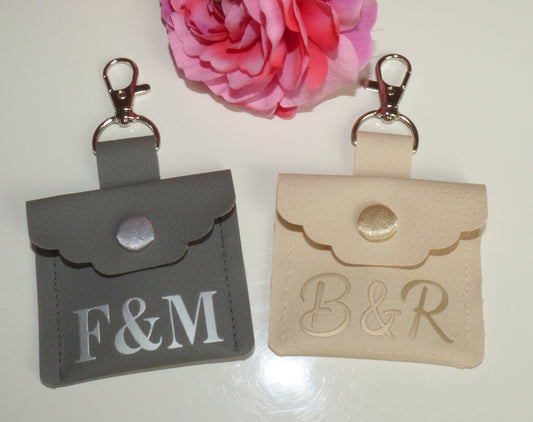 Personalized Dog Ring Bearer Pouch in Soft Faux Leather with Chic Satin Snap Closure