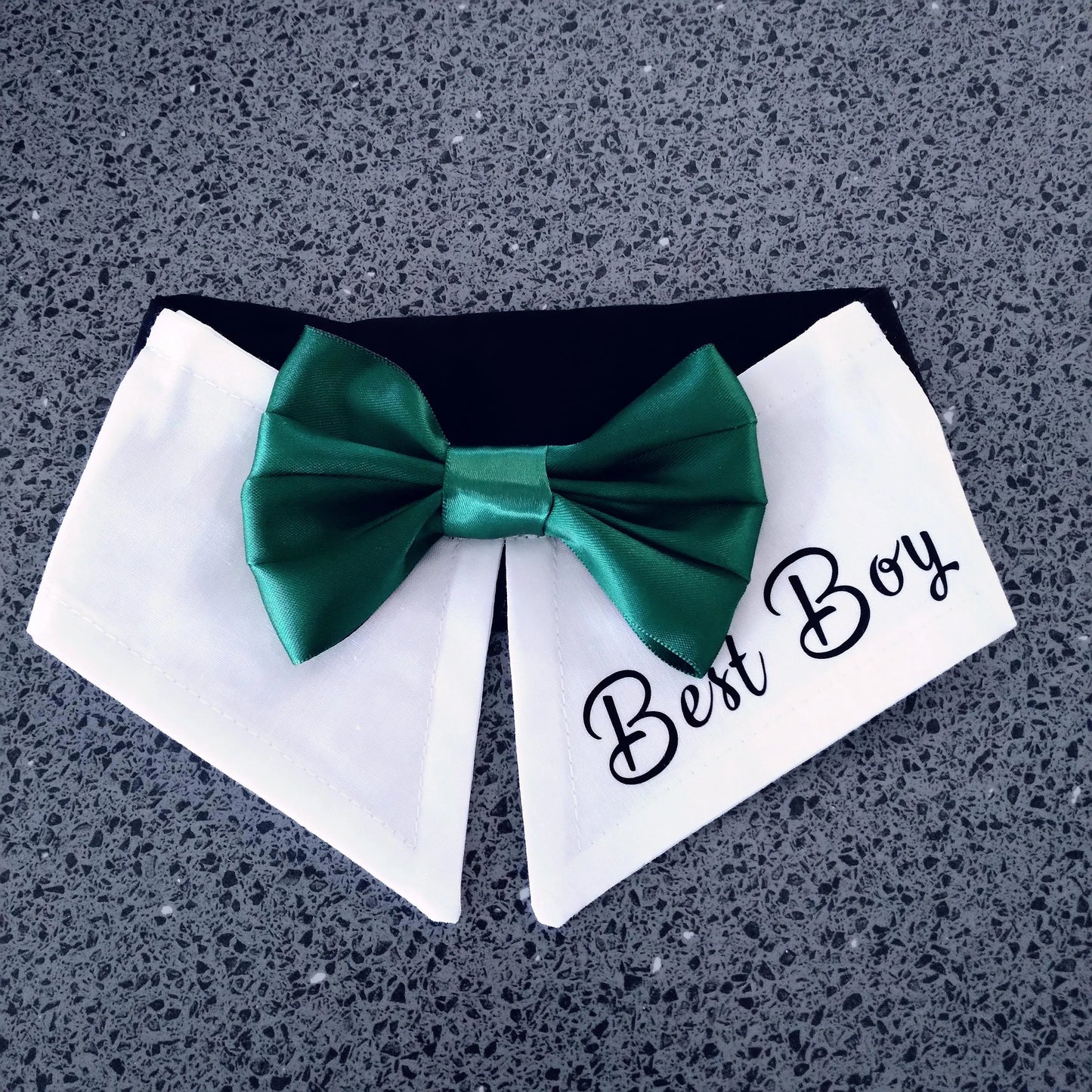 Green Bowtie Best Dog Tuxedo, Best Boy Wedding Dog, Custom Dog Bowtie Collar, Dog Best Man, Pet Formal Bow Tie, Attaches Over Collar with Velcro